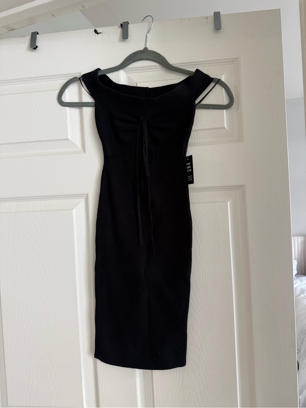 NWT- Express Black Sleeveless Tie-Front Midi Dress